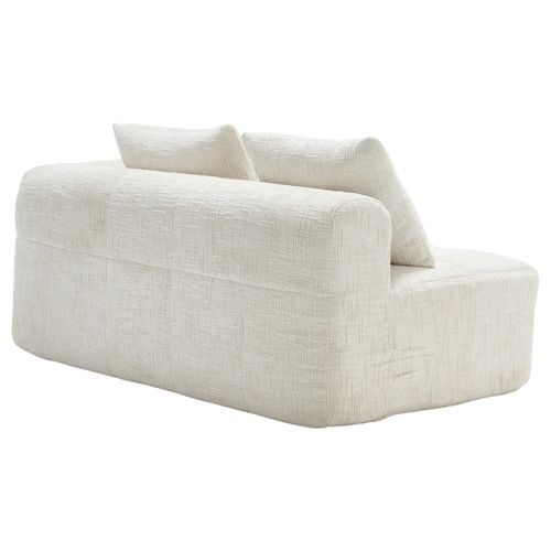 Canapé 2 Places Moderne 158x90x60 Cm Avec Coussins Poches Latérales, Chenille Beige