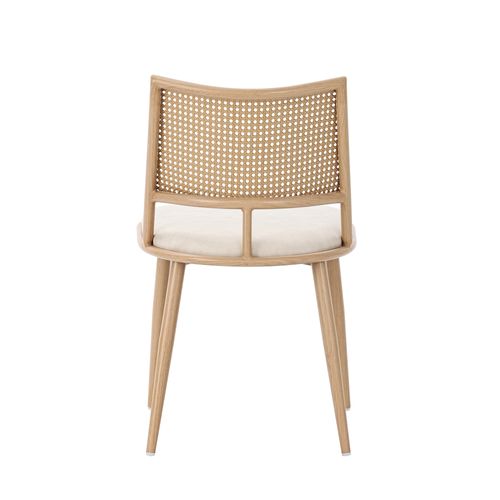 Lot De 4 Chaises En Rotin Avec Coussin Pu,naturel Et Élégant, Structure Métallique Solide