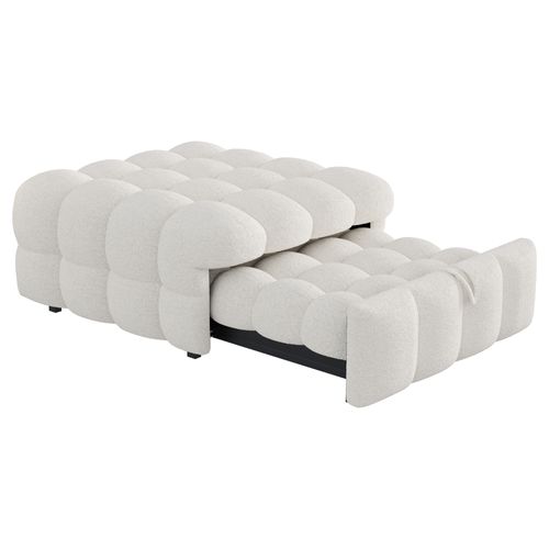 Lit Gigogne 183x76x42cm, Canapé-lit 2-en-1, Conception Pliante, En Teddy, Métal Et Mdf, Beige