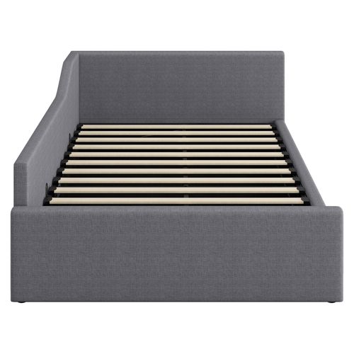 Lit Coffre Enfant 140x200 Cm, Canapé-lit, Lit Double Avec Espace De Rangement Et Sommier, Lin Gris