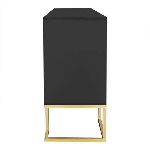 Buffet Moderne 138x40x80,5cm, Étagères Réglables, En Mdf Et Panneaux De Particules, Noir