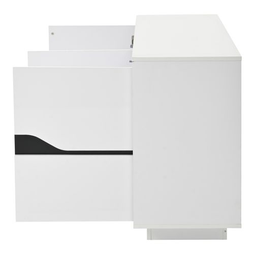 Buffet Moderne 140x40x70 Cm, LED, Étagères Réglables, Panneaux De Particules, Blanc Et Noir