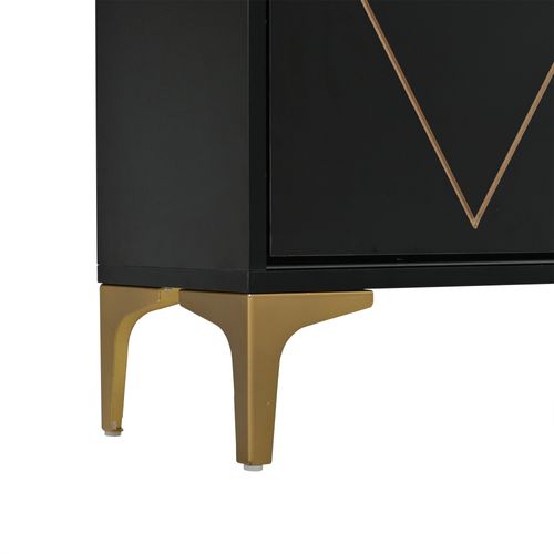 Meuble à Chaussures Moderne 80x25x117 Cm, 4 Compartiments à Chaussures, Mdf Et Métal, Noir