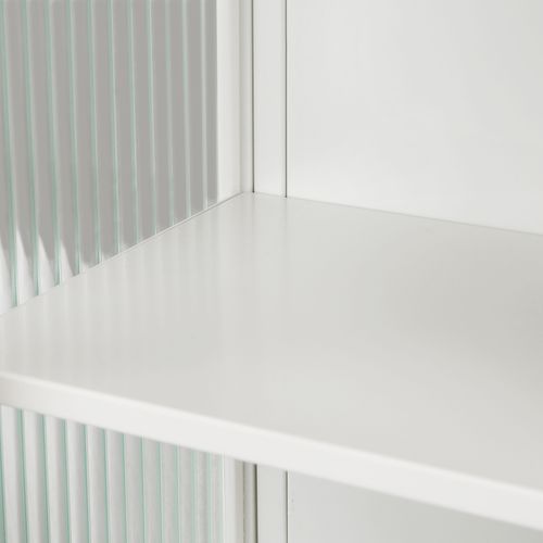 Armoire De Toilette 60x23x78cm, 2 Portes En Verre, Design Simple, Étagère, Métal+verre, Blanc