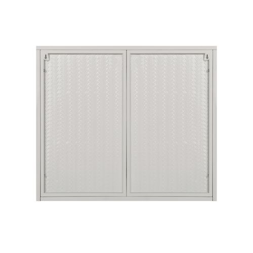 Armoire Murale 70x23x60cm, Moderne, 2 Portes En Verre, Motif Tressé , Étagère, Métal, Blanc