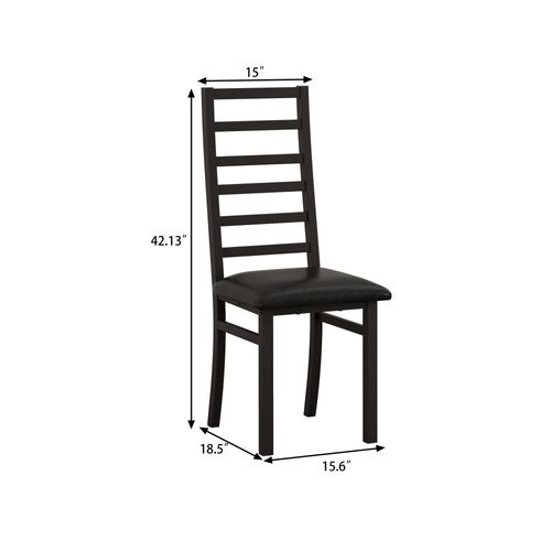 Lot De 2 Chaise 47x40x107cm, Pieds En Métal, Moderne, Dossier Haut, Pu, Mousse, Noir