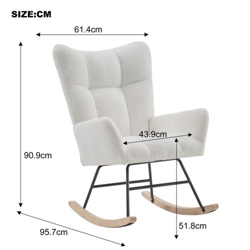 Fauteuil Rocking-chair 95.7x61.4x90.9cm, Fauteuil à Bascule, Dossier, Accoudoir, Teddy Gris