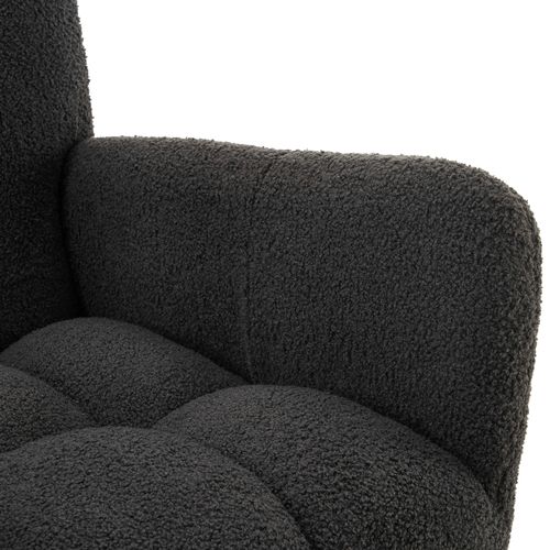 Fauteuil Rocking-chair 95.7x61.4x90.9cm, Fauteuil à Bascule, Dossier, Accoudoir, Teddy Gris