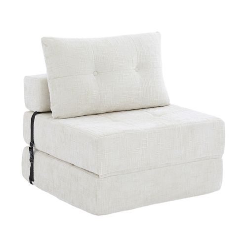 Fauteuil Paresseux Convertible 79x79x57cm, Dossier Et Coussins, Design Pliable, Chenille, Beige