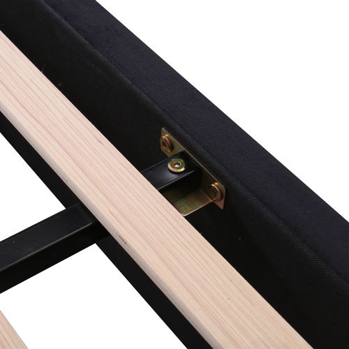 Lit Adulte 180×200 Cm, Lit Double Avec 2 Tiroirs, Tête De Lit Et Sommier, Velours Noir