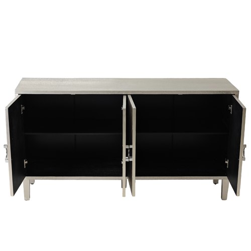 Buffet, Meuble De Rangement 152x40x82,5 Cm Avec 4 Portes, Mdf, Couleur Champagne