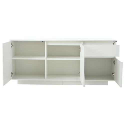 Buffet 140x40x60cm Avec 1 Tiroir, LED, Étagère Réglable, 3 Portes, Mdf, Blanc