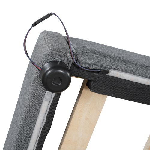 Lit Adulte 140x200 Cm, Canapé-lit, Lit Double Avec USB Type-c, Sommier, Lin+mdf, Gris