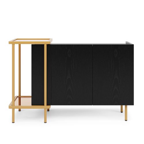 Buffet Vintage 120x40x77.5 Cm Avec 2 Étagères Ouvertes Et 2 Portes, Aggloméré Noir