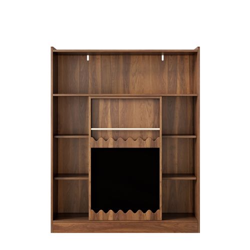 Bibliothèque Bois Enfant 4 Niveaux Avec Tableau Noir Mobile Et 9 Compartiments, Rangements Ouverts