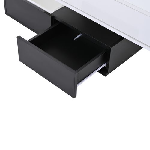 Table Basse Carrée 70x70x40cm, Plateaux Rotatif, Relevable, 3 Tiroir, Compartiments, Pb, Blanc, Noir