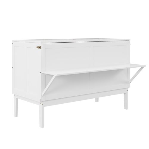 Lit Pliant Adulte 140x200cm, Espace Économisé, Design Classique Sobre, Bois+métal, Couleur Blanc