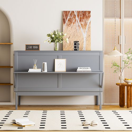 Lit Pliant Adulte 140x200cm, Espace Économisé, Design Classique Sobre, Bois+métal, Couleur Gris