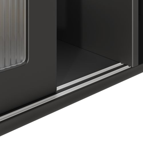 Buffet Haut 120x35x167 Cm, Meuble De Cuisine, LED, Étagères Réglables, Portes En Verre, Mdf, Noir