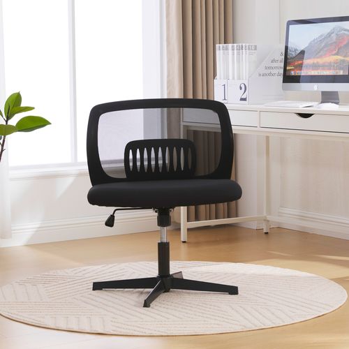 Chaise De Bureau 63x55x73-85 Cm, Rotatives à 360°, Hauteur Réglable, Sans Accoudoirs, Maille Noir