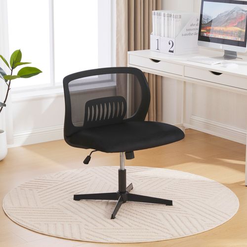 Chaise De Bureau 63x55x73-85 Cm, Rotatives à 360°, Hauteur Réglable, Sans Accoudoirs, Velours Noir