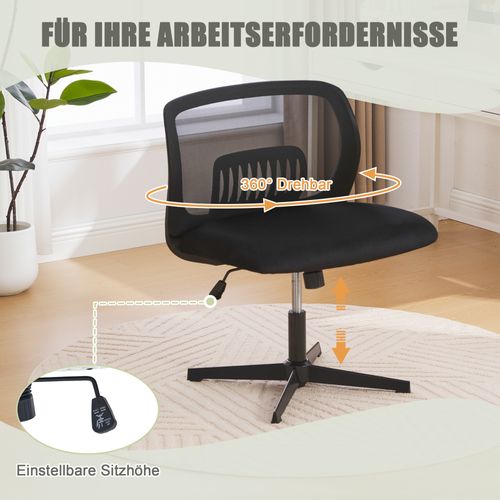 Chaise De Bureau 63x55x73-85 Cm, Rotatives à 360°, Hauteur Réglable, Sans Accoudoirs, Velours Noir