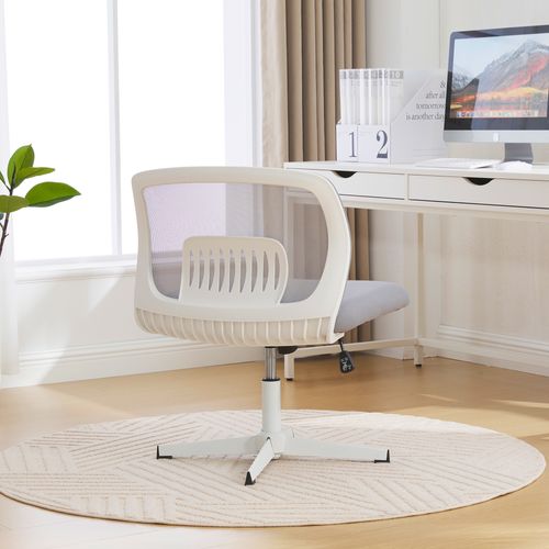 Chaise De Bureau 63x55x73-85 Cm, Rotatives à 360°, Hauteur Réglable, Sans Accoudoirs, Maille Gris