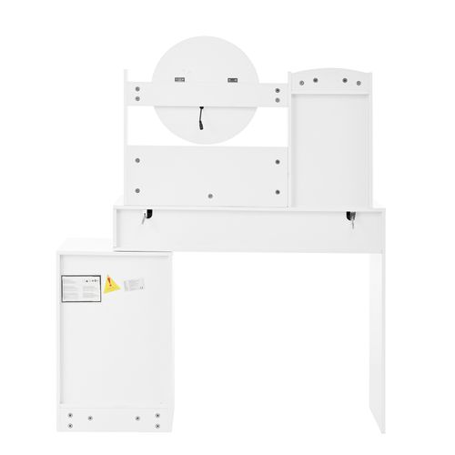 Ensemble Coiffeuse Et Tabouret Blanche Avec Miroir LED 3 Couleurs, 5 Tiroirs, Rangement Et Sécurité