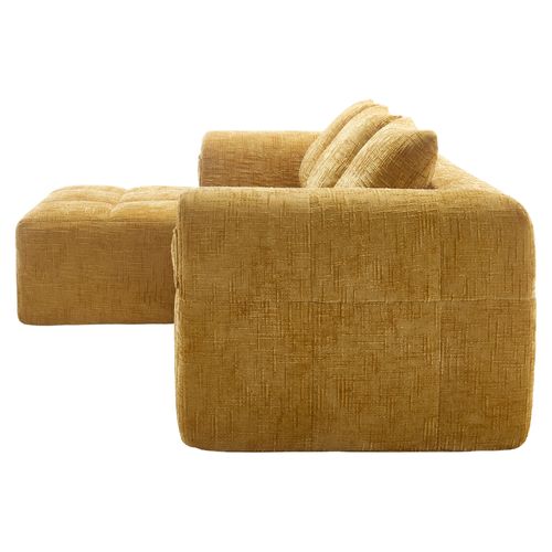 Canapé D'angle 3 Places Modulable - Rangement Latéral - Confort Moderne - Chenille - Jaune