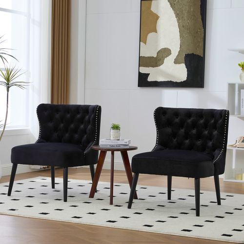 Chaise/fauteuil - Dossier Ajustable - Coussin Confort - Velours - Stable - Noir