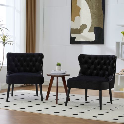 Chaise/fauteuil - Dossier Ajustable - Coussin Confort - Velours - Stable - Noir