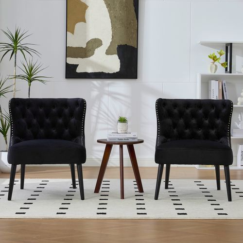 Chaise/fauteuil - Dossier Ajustable - Coussin Confort - Velours - Stable - Noir