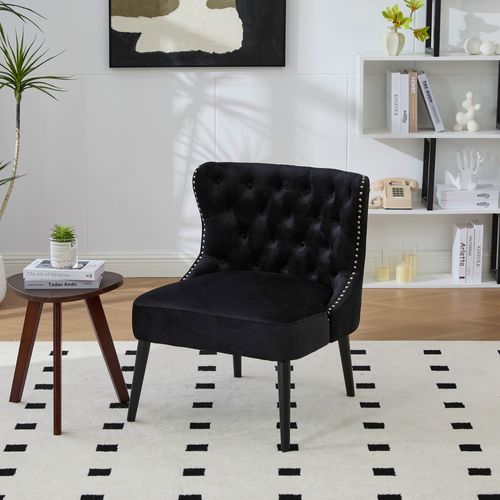 Chaise/fauteuil - Dossier Ajustable - Coussin Confort - Velours - Stable - Noir