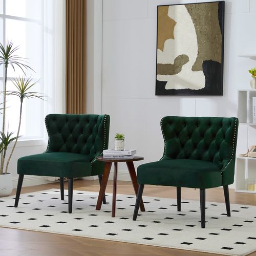 Chaise/fauteuil - Dossier Ajustable - Coussin Confort - Velours - Bois - Vert