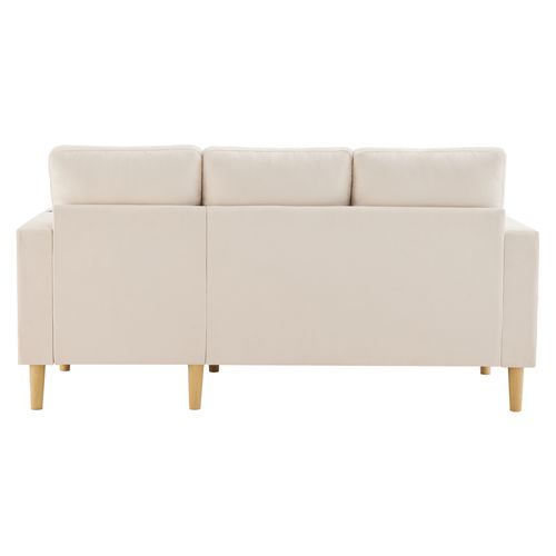Canapé D'angle 3 Places - Rangement - 2 Coussins - Coton-lin - Beige