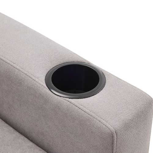 Canapé D'angle 3 Places  - Rangement - 2 Coussins - Coton-lin - Gris Clair