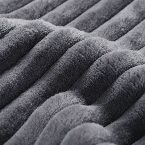 Canapé compressé sans structure en velours côtelé, combiné en L, assise profonde - Gris