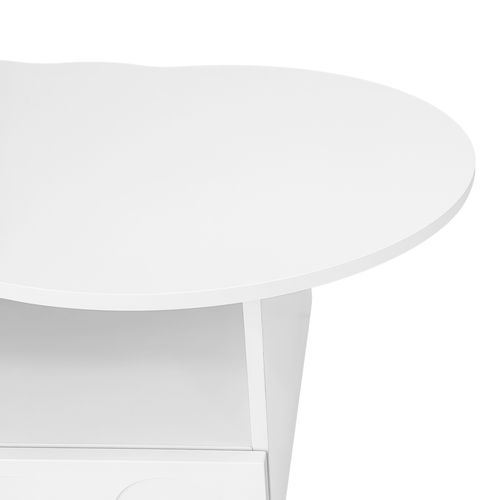 Table Basse 100x60x40.5 Cm, Table Basse En Forme De Nuage, Tiroir Et Rangement, Aggloméré, Blanc