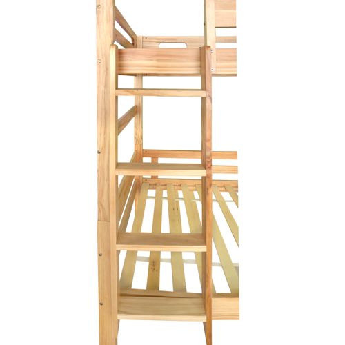 Lit Superposé Enfant 90x200 Cm, Garde-corps, Sommiers, Lit Divisé En 2 Lits Simples, Pin, Naturel