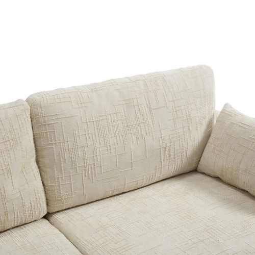 Canapé 2 Places 175x83x78 Cm Avec LED, USB, Poches De Rangement, Pieds En Bois, Chenille Beige