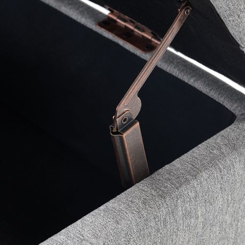 Banc Coffre 75x75x41 Cm, Coussin D'assise S'ouvrant Des 2 Côtés, Tissu En Lin Gris