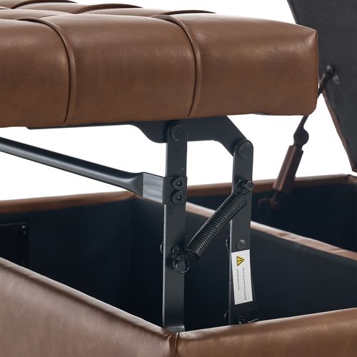 Banc Coffre 75x75x41 Cm, Coussin D'assise S'ouvrant Des 2 Côtés, Tissu En Pu Brun