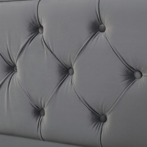 Lit Double Lit Coffre 140x200 Cm, Avec Tête De Lit, Structure En Acier, Velours Gris