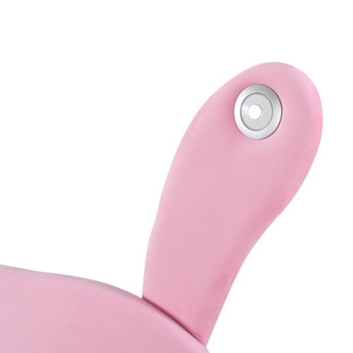 Lit Double 140x200 Cm Avec 2 Banc Coffre, Tête De Lit LED En Forme D'oreilles De Lapin, Rose Velours