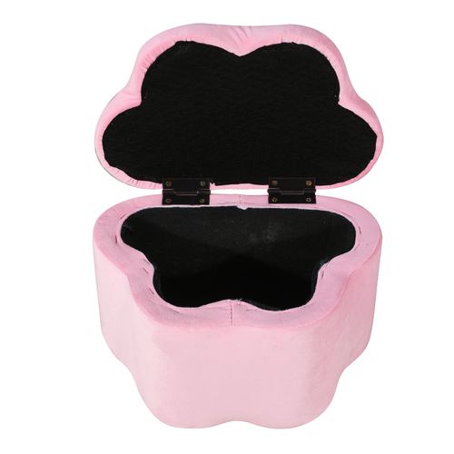 Lit Enfant 90x200 Cm Avec 2 Banc Coffre, Tête De Lit LED En Forme D'oreilles De Lapin, Rose Velours