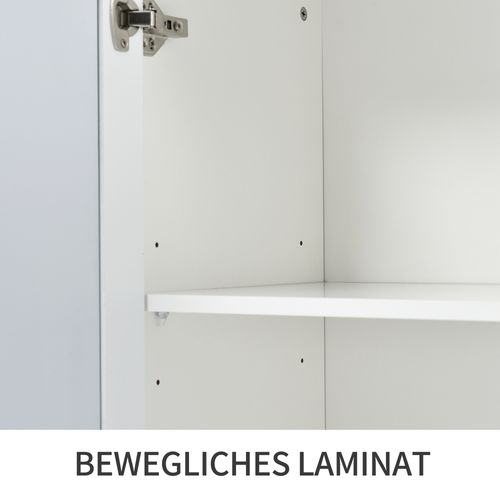 Buffet Moderne 160x 40x84 Cm Avec 4 Portes Et Poignées En Cristal, Étagères Réglables, Mdf Blanc
