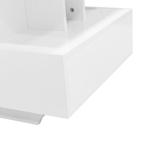 Table Basse Rectangle 90x55x41cm, Brillant, 4 Rangement Ouvert, 2 Tiroir, Stockage Creux, Pb, Blanc