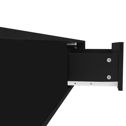 Table Basse Rectangle 115x55x34cm, Finition Brillante, 2 Tiroirs Spacieux, LED Intégrée, En Pb, Noir