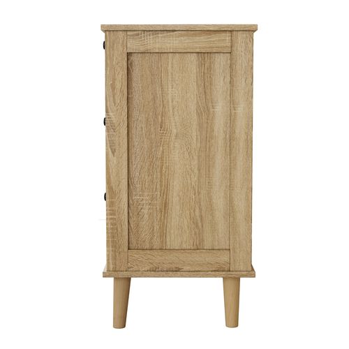 Commode 4 tiroirs en rotin 80x40x80 Cm, Pieds En Bois Massif, MDF et Rotin, Coloris Naturel