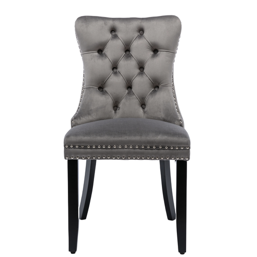 Lot De 2 Chaises De Salle à Manger Modernes En Velours 50 X 62 X 95 Cm, Avec Bordure Cloutée, Gris